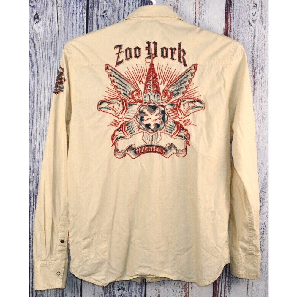 RARE Vintage Zoo York Button Down Long Sleeve Shirt Embroidered Men's M